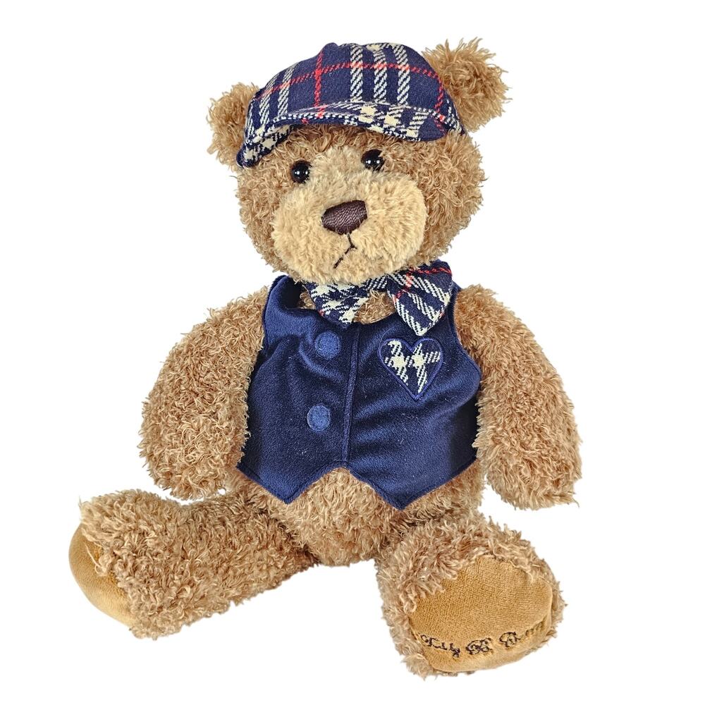 Office Depot Teddy B. Carns Bear Plush by Gund 16” Stuffed Animal Plaid Hat Vest